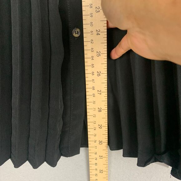 Sybilla Women’s Small Black Button-Front Pleated Midi Skirt Elegant Style Flowy - Picture 6 of 6